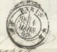 N° 14 BLEU NAPOLEON SUR LETTRE / PARIS CAD N° 1366 + N° 3308 POUR DIJON / 1 MARS 1862 - 1849-1876: Période Classique