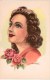 Lot Illustrateur 10 Cartes Postales Anciennes  Portraits De Femmes Avec Fleurs , Signées,dos Vierges, Toutes Scannées - Autres & Non Classés