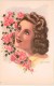 Lot Illustrateur 10 Cartes Postales Anciennes  Portraits De Femmes Avec Fleurs , Signées,dos Vierges, Toutes Scannées - Autres & Non Classés