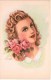 Delcampe - Lot Illustrateur 10 Cartes Postales Anciennes  Portraits De Femmes Avec Fleurs , Signées,dos Vierges, Toutes Scannées - Autres & Non Classés