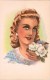 Delcampe - Lot Illustrateur 10 Cartes Postales Anciennes  Portraits De Femmes Avec Fleurs , Signées,dos Vierges, Toutes Scannées - Autres & Non Classés