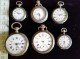 6 Montres Mecaniques, Goussets Argent , 3 Fonctionnent , D´origine - Horloge: Zakhorloge