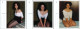 AK 3 Photopostcards Fotokarten ELKIE Mädchen Girl In White Shirt And Black Miniskirt And Gymnasticdress - Sonstige & Ohne Zuordnung