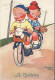 Cp Illustration Béatrice MALLET Le Cyclisme Fillette Cycliste Chien Tandem Bicyclette Vélo Cycle LA SAMARITAINE PARIS - Mallet, B.