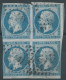 Lot N°26333   Bloc De Quatre  N°14B, Oblit PC 441 BORDEAUX (32), Coté 450 Euros - 1853-1860 Napoleon III