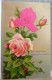 Litho CHROMO RELIEF Illustrateur M.B MEISSNER BUCH AJOUTIS Decoupis Bouquet Rose En Velour  1911 FARCIENNES - Brodées