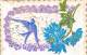 Carte Fantaisie A Rabat   Fleurs   Violettes   Hirondelle - Cartoline Con Meccanismi