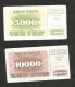 [NC] BOSNIA - 5000 & 10000 DINARA (1993) With OVERPRINT - LOT Of 2 DIFFERENT BANKNOTES - Bosnia Erzegovina