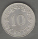 MALTA 10 CENTS 1972 - Malte