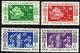 BRITISH NEW HEBRIDES 50 YEARS SHIP WOMAN SET OF 4 STAMPS 5-50 CENTIMES ISSUED 1956 MINT READ DESCRIPTION !! - Neufs