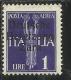 ZARA OCCUPAZIONE TEDESCA 1943 ITALY OVERPRINTED  SOPRASTAMPATO ITALIA POSTA AEREA AIRMAIL LIRE 1 MH - Duitse Bez.: Zara