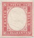 SI53D Italia Italy Italian States Sardinia Sardegna Sardinien 40 C. Nuovo MLH 1855 16Fa  Firmato Giusti - Sardegna