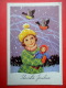 Christmas Greeting Card - Girl With Puppet - Bullfinch - Tit - Finland - Sent From Finland Turku To Estonia USSR 1983 - Autres & Non Classés