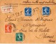 TB 349 - TB Type Semeuse Sur Lettre Chargée OB MARSEILLE - PL - SAINT - FERREOL Pour NIMES - 1877-1920: Période Semi Moderne