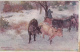 3474- R. JUNG-  COW HERD IN WINTER LANDSCAPE, POSTCARD - Jung