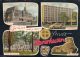 3554- LEVERKUSEN- CITY HALL, BANK, MORSBROICH CASTLE, BAYER LION STATUE, CAR, POSTCARD - Leverkusen