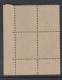 France N° 257 XX Jeanne D'Arc En Bloc De 4 Coin Daté Du 20 . 2 . 29  Pt Blanc Ss  Ch, Plis De Gom, Qq Dents Dét. SinonTB - ....-1929