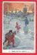 154650 / Artist - H. Schubert - VESELE BOZICNE PRAZNIKE ! Christmas Noel Weihnachten BOY GIRL Snowball - 22-226 - Schubert