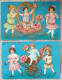 CPA Lot 2x Litho Vernie Fond Bleu DORURE Clapsaddle ? Fille Fillette Char FLEUR Et Corne Abondance + Fer A C - Collections, Lots & Séries