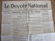 25 Jui 1939 Journal "Le Devoir National"Fédération Nationale Femme Independant De Tout Parti Politique Masculin - Autres & Non Classés