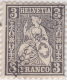 SI53D Svizzera Suisse Helvetia 3 Franco Nero Usato Con Annullo 1862 - Used Stamps