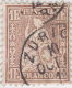 SI53D Svizzera Suisse Helvetia 1 Franco Ocra Scuro  Usato Con Annullo  Zurich1862 Taglio - Used Stamps