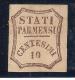 ASI  PARMA 1859 CENT. 10  NUOVO CON LINGUELLA  N.14 CERT. MERONE CAT. € 2200,00 - Parma