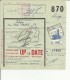 BELGIUM 1957 - BORDEREAU COLIS POSTEAUX  AVEC TIMBRE COLIS P. 19 (EX 18) F. NR 870  DE BRUXELLES A LIEGE AUG 6,1957 DE A - Reisgoedzegels [BA]