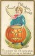 228453-Halloween, Stecher No 226 F, Boy Carrying A Large Jack O Lantern, Embossed Litho - Halloween