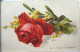 Litho Illustrateur Signé Klein JOUNOK N° 178 Fleur Roses Rose Rouge Goutte Rosée Et MIMOSAS Mimosa - Klein, Catharina