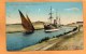 Suez Canal 1920 Postcard Dutsch Steamer Passing Mailed To USA - Suez