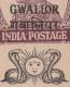 Br India King George VI, Postal Card, Princely State Gwalior Overprint, Snake, Reptile, Sun, Mint India - Gwalior