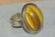 BAGUE Ancienne  ARGENT Et  OEIL DE TIGRE - Ring