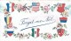 CARTE BORDEE PATRIOTIQUE AVEC PETITE CARTE " FORGET ME NOT " PATRIOTISME GUERRE FLEURS - Embroidered