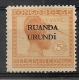 RUANDA URUNDI 50-V Ruanda Meer Naar Links Dan / Plus à Gauche Que Urundi Obl KIGALI Luxe Cote 24€ - Unused Stamps