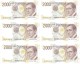 ITALIA BANCONOTE DA LIRE 2000  MARCONI LOTTO DI 6 CONSECUTIVE  SERIE AB 557917 A-AB 557922 A   FDS - 2000 Lire