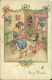 BUON NATALE  Illustrata Scenetta Familiare Mamma Con Figli  Gatto Con Gomitolo - Andere & Zonder Classificatie