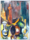 Belle Gouache "Nature Morte à La Bouteille", Signée - Tempere