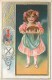 107759-Thanksgiving, Nash Series No 1-1, Young Girl In Pink Dress Holding A Plate Of Plum Pudding, Turkey,Embossed Litho - Thanksgiving