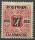 DENMARK - 1918 7c Newspaper Surcharged 27c. Scott 147. Perf 14 X 14.5.  Mint Hinged * - Fiscali