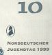 Test Note "Sponsor: DE LA RUE" Testnote, 10 DM, "Nordd. Jugend 1999" ,  RRRRR, UNC, 150x72 Mm - Other & Unclassified