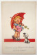 Cp Litho Humour Illustrateur Willi Scheuermann Enfant FILLE Parapluie Talons Et Chien Chiperai Fiance Soeur 1956 - Scheuermann, Willi