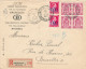 277/23 - Lettre RECOMMANDEE SNCB TP Service Petit Sceau Bloc De 4 Et Col Ouvert BRUXELLES 1946 - TARIF EXACT 5 F - Lettres & Documents