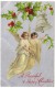 A Peaceful & Happy Christmas - Bell, Holly And Angel On A Silver Background By Wildt & Kray 1907 - Angels