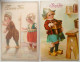 Cpa Lot 2x Litho Illustrateur GREINER  K.CO.NY Enfant Enfants Sabots Folklore Hollande Voyagé 1907 Ambulant Fraisans - Sammlungen & Sammellose