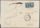 1857-H-165 CUBA ESPAÑA SPAIN. ANTILLAS. ISABEL II. 1857. Ant. Ed.7. &frac12; Rs PAREJA. 1858. MARCA BAEZA GUANAJAY NEGRO - Voorfilatelie