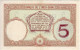 Banque De L'Indochine. Nouméa. Billet De 5 Francs - Indochine