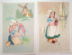 Cp Lot 2x Litho Illustrateur Coloprint Special 5159/5161 Folklore Hollande Enfant Fille Tulipe Moulin Bateau Tricot - Colecciones Y Lotes