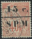 SPM - YVERT N°14 OBLITERE VARIETE LIGNE BRISEE - COTE = 135++ EUROS - SIGNE SCHELLER - Used Stamps