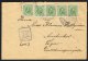 1915. Two Kings. 5 Aur Green. Perf. 14x14½, Wm. Cross 4-STRIPE + Single Stamp On Rec-co... (Michel: 79) - JF104556 - Covers & Documents